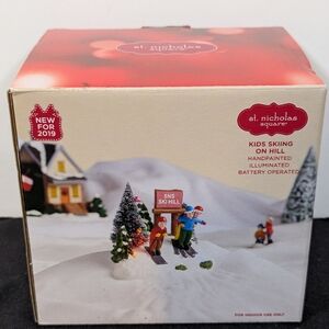 St. Nicholas Square Kids Skiing on Hill Decor